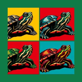 Pop Art Red-Eared Slider Turtle - Cool Aquatic Animal T-Shirt