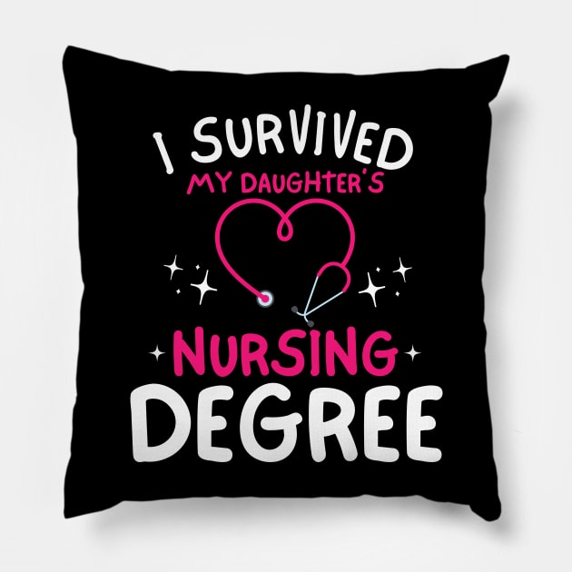 I Survived My Daughter’s Nursing Degree Proud Mom of a Nursing School Graduate Pillow by Orth