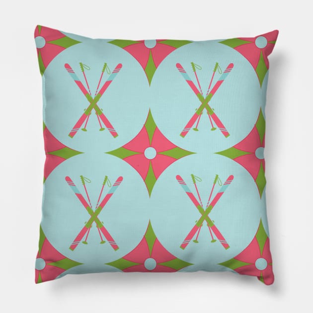 Geometric Ski Pattern Pillow by SharksOnShore