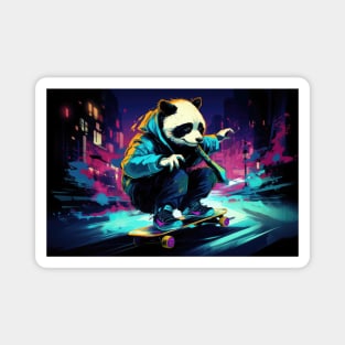 Neon Panda: Skateboard Streets Magnet