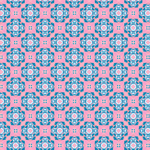 Soft geometric tiles pink and blue Kids T-Shirt by Amalus-files