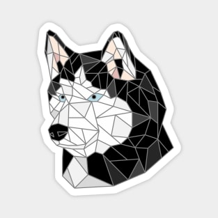 Siberian Husky Black & White Stained Glass Magnet