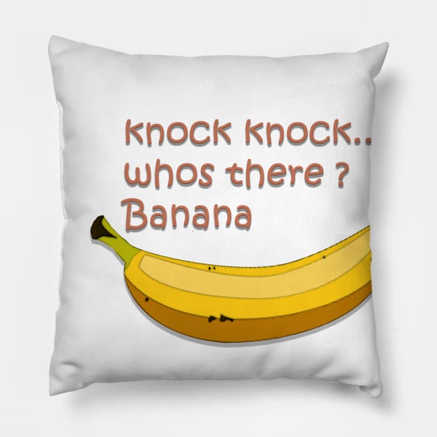 knock knock whos there Banana Pillow by Kaczmania