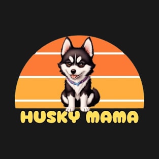 Adorable Husky Mama Retro Design T-Shirt