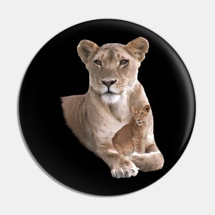 Lioness - Mama with Lion - Baby - Cat in Africa Pin