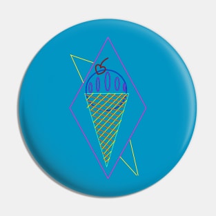 Neon ice cream cone Pin