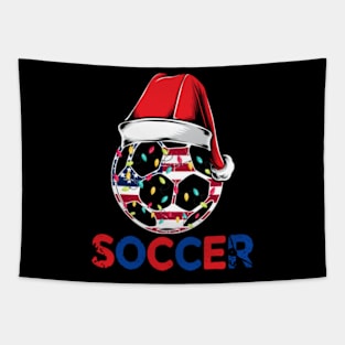 Soccer Christmas Ball Santa Hat Funny Sport Xmas Tapestry