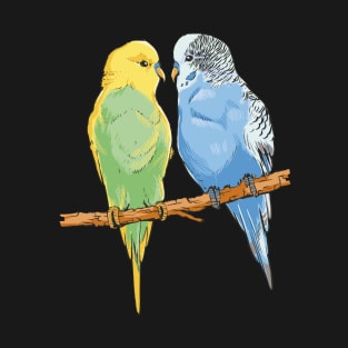 Budgie Couple On A Branch Bird Lover T-Shirt