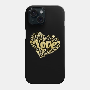 Love in Love heart Canary Yellow Embroidered Look Phone Case