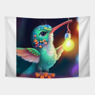 Cute Hummingbird Drawing Tapestry