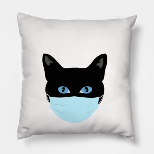 Black Cat Santa Mask 2020 Pillow