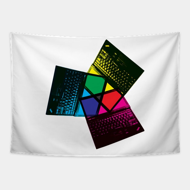 CMYK Laptops Tapestry by CharlotteCinnamon