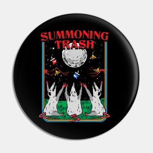 Three Opossums howling at the moon Summoning Trash funny Possum retro artwork Pin