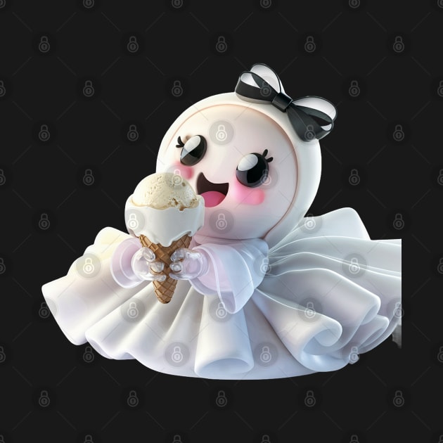Cute ghost princess eating icecream by Spaceboyishere