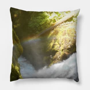 Rainbow Sol Duc Falls Nature Photography Pacific Northwest Pillow