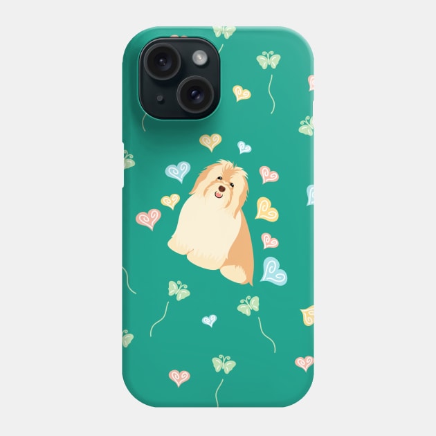 Happy Havanese Dog and Butterflies Phone Case by LulululuPainting