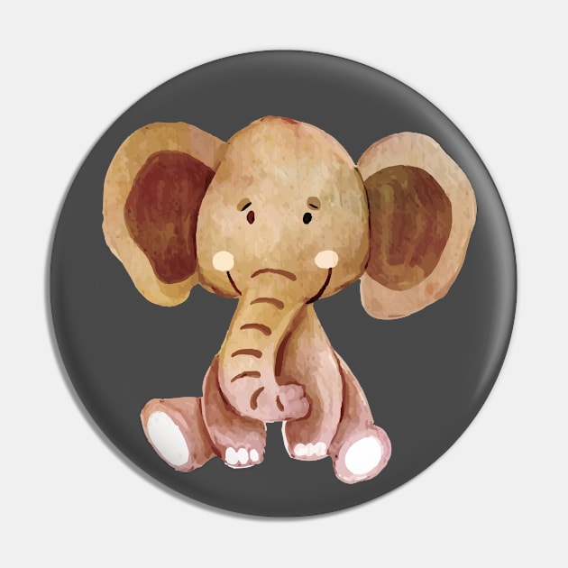 Elephant body Watercolor Pin by Mako Design 