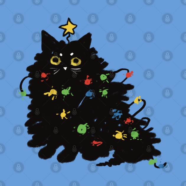 Cat wrapped in Christmas lights by Shadoodles