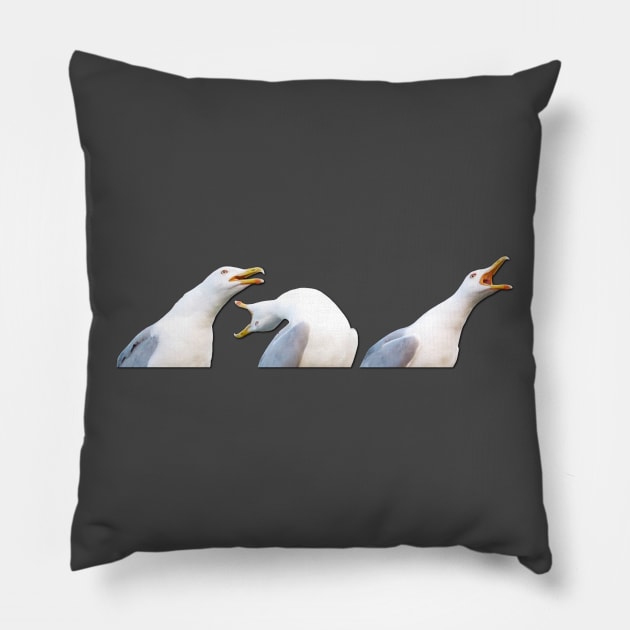 Inhaling Seagull Pillow by KrazedKreations