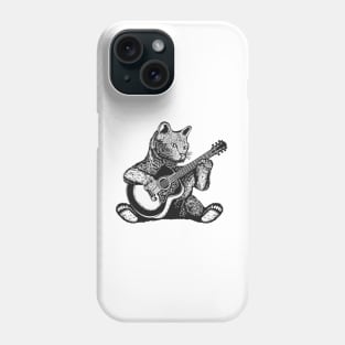 Vintage Cat Playing Acoustic Guitar Phone Case
