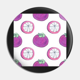 Watercolor pattern with exotic fruit, mangosteen Pin