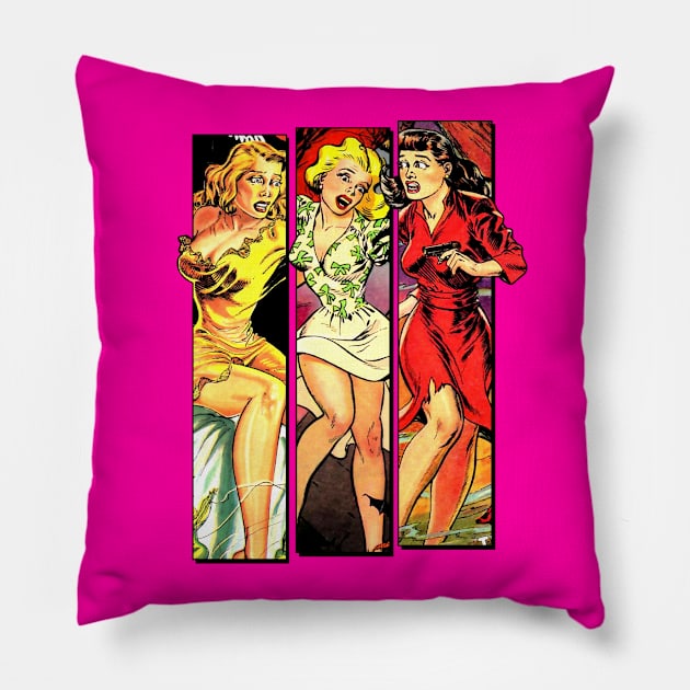 Vintage Comic Cover Girls Pillow by Adatude