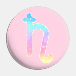 Saturn Planet Symbol in Magical Unicorn Colors Pin