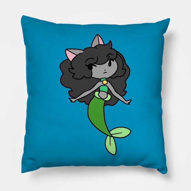 Pretty Mermaid Cat Girl Pillow by saradaboru