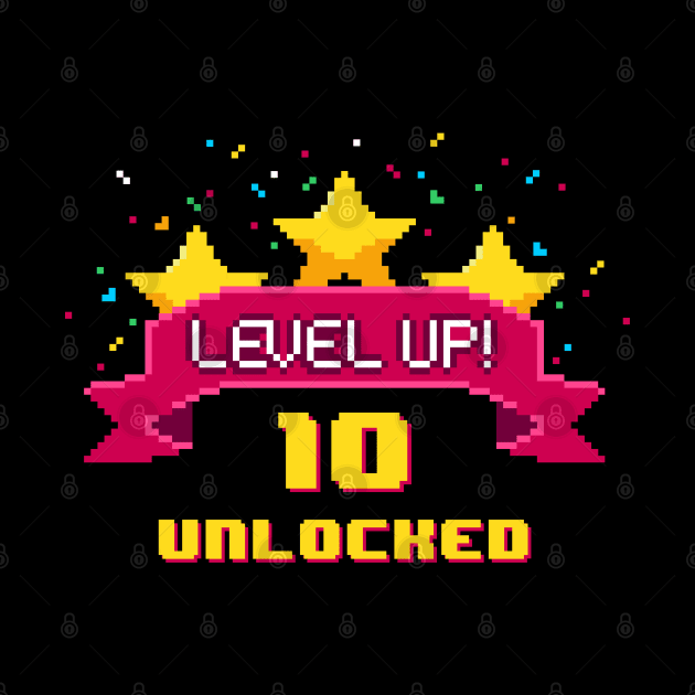 10th Birthday Level Up 10 unlocked 8 bit video game by opippi