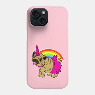 Puggycorn Pug Dog Unicorn in Tutu on Rainbow Phone Case