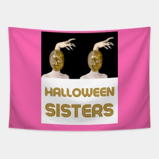 HALLOWEEN SISTERS with Witch Hand - Halloween Witches | Witch Mask | Halloween Costume Tapestry