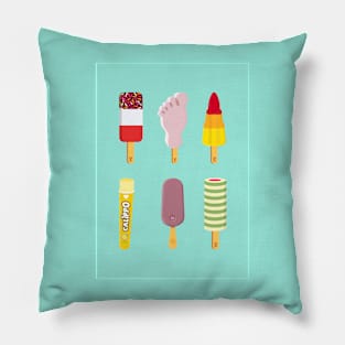 Mix of Ice lollies pastel mint background Pillow