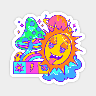 Sun Morning Vibes Mushroom Magnet