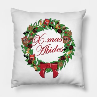 X-mas Abides Holiday Wreath Pillow