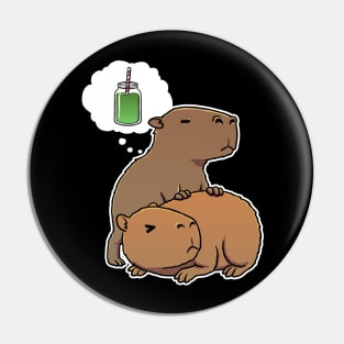 Capybara thirsty for Green juice smoothie Pin