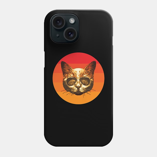 Retro Cat With Sunglasses, Funny Cat Phone Case by Kouka25