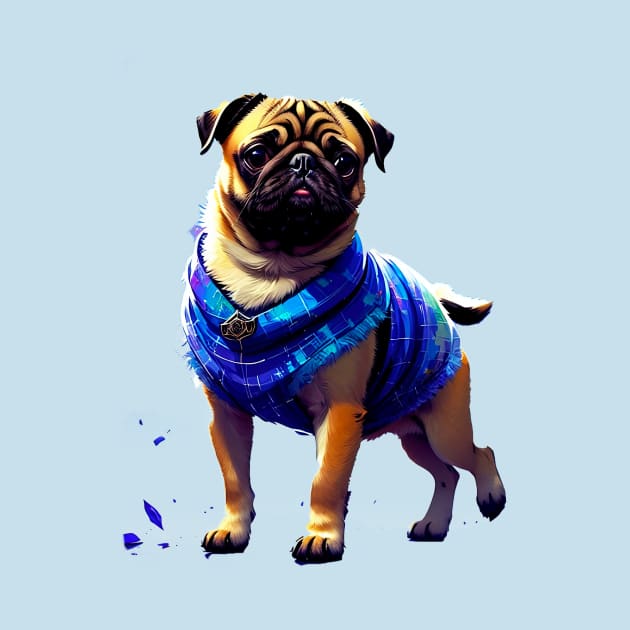 Colorful Pug in Traditional African Boubou Celebrating African Culture by fur-niche