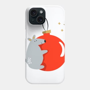 Funny mouse on the christmas balloon Phone Case