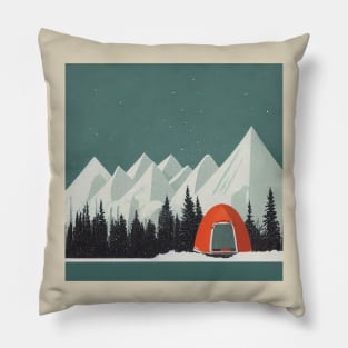 Snowy Campsite Pillow