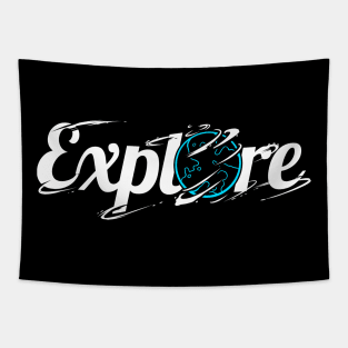 Logo Explore The World - Mother Earth On Camping Tapestry