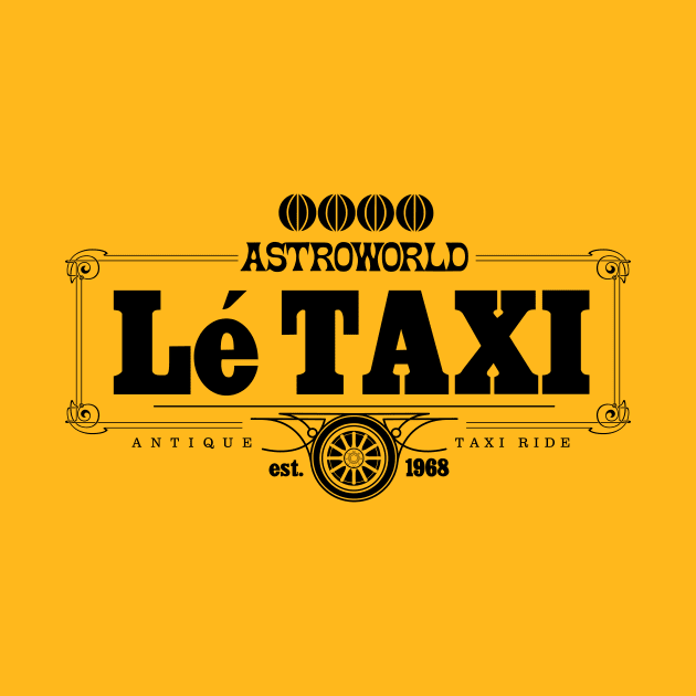 Houston Astro Theme Park Taxi Ride Logo - Black by Blake Dumesnil Designs