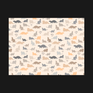 Neutral Brown Ferrets Pattern T-Shirt