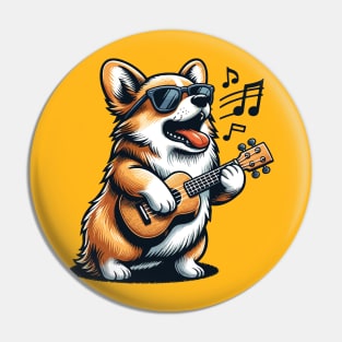 Dog Playing Guitar Singing Welsh Corgi Funny Corgi Grandma Pin