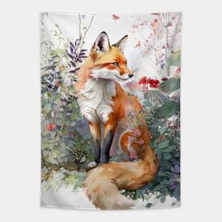 Fox Portrait Animal Painting Wildlife Outdoors Adventure Tapestry