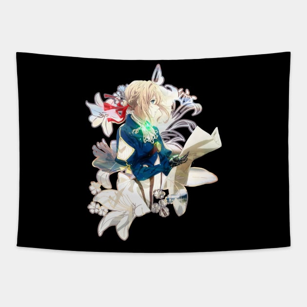 Violet Evergarden flowers print Tapestry by stingi