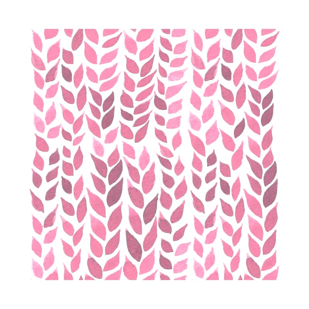 Simple Watercolor Leaves -  Burgundy & Light Pink by monitdesign
