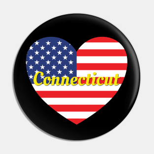 Connecticut American Flag Heart Pin
