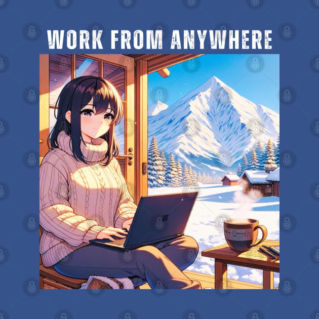 Work From Anywhere - Woman in Mountains and Snow by The Global Worker