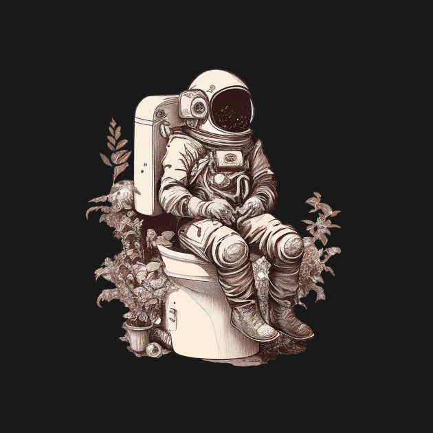 Astronaut on a toilet by One Eyed Cat Design