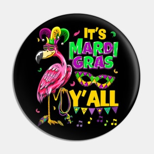 Funny Carnival Party Idea Flamingo Mardi Gras Pin